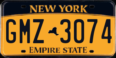 NY license plate GMZ3074