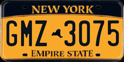 NY license plate GMZ3075