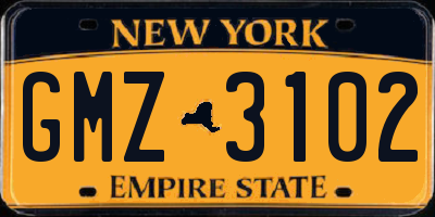 NY license plate GMZ3102