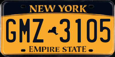 NY license plate GMZ3105