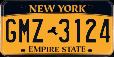 NY license plate GMZ3124