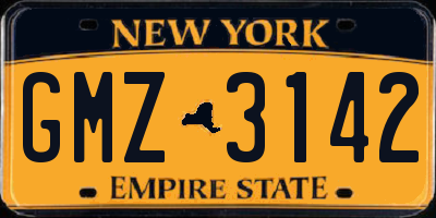 NY license plate GMZ3142