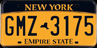 NY license plate GMZ3175