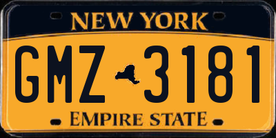 NY license plate GMZ3181