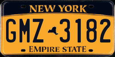 NY license plate GMZ3182