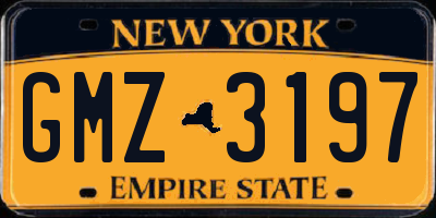 NY license plate GMZ3197