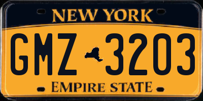NY license plate GMZ3203