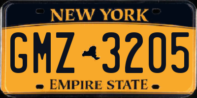 NY license plate GMZ3205