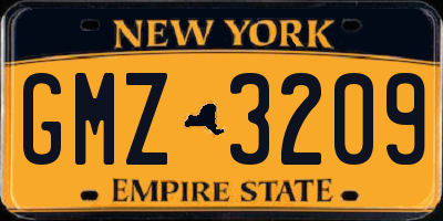 NY license plate GMZ3209