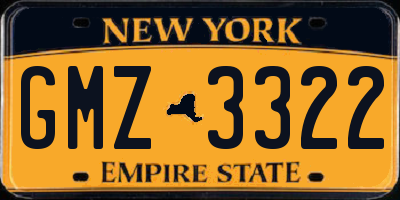 NY license plate GMZ3322