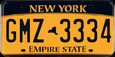 NY license plate GMZ3334