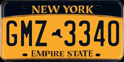 NY license plate GMZ3340