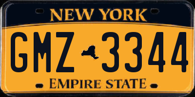 NY license plate GMZ3344