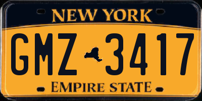 NY license plate GMZ3417