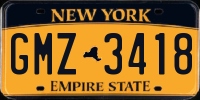 NY license plate GMZ3418