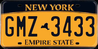 NY license plate GMZ3433