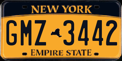 NY license plate GMZ3442