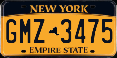 NY license plate GMZ3475