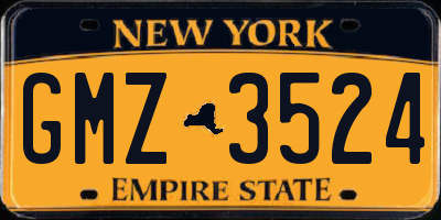 NY license plate GMZ3524