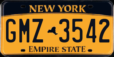 NY license plate GMZ3542