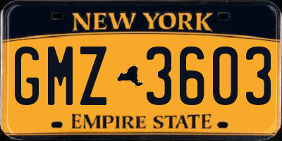 NY license plate GMZ3603