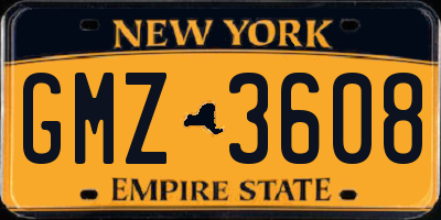 NY license plate GMZ3608