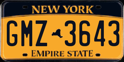 NY license plate GMZ3643