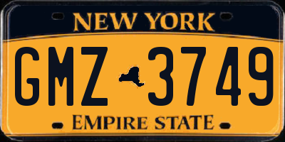 NY license plate GMZ3749