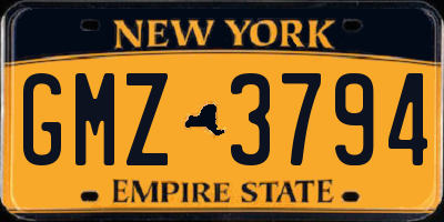 NY license plate GMZ3794