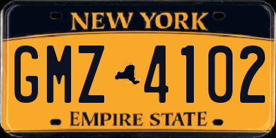 NY license plate GMZ4102