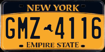 NY license plate GMZ4116