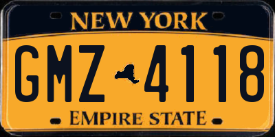 NY license plate GMZ4118