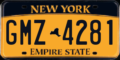 NY license plate GMZ4281