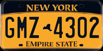 NY license plate GMZ4302