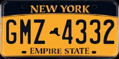 NY license plate GMZ4332