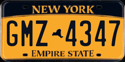 NY license plate GMZ4347