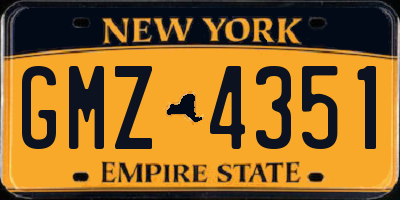 NY license plate GMZ4351