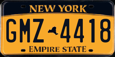 NY license plate GMZ4418