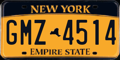NY license plate GMZ4514
