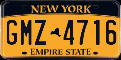 NY license plate GMZ4716