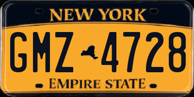 NY license plate GMZ4728