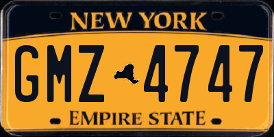 NY license plate GMZ4747