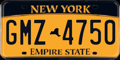 NY license plate GMZ4750