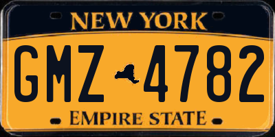 NY license plate GMZ4782