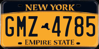NY license plate GMZ4785
