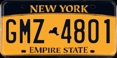 NY license plate GMZ4801