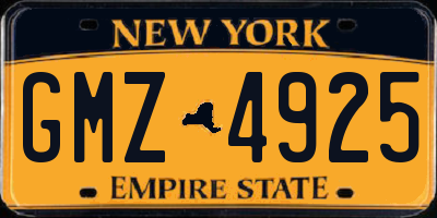 NY license plate GMZ4925
