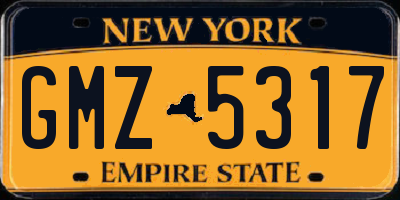 NY license plate GMZ5317