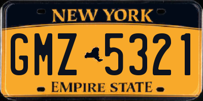NY license plate GMZ5321