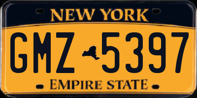 NY license plate GMZ5397